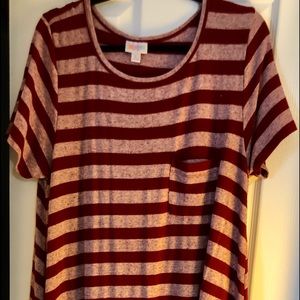 LuLaRoe Carly Large Red Stripes